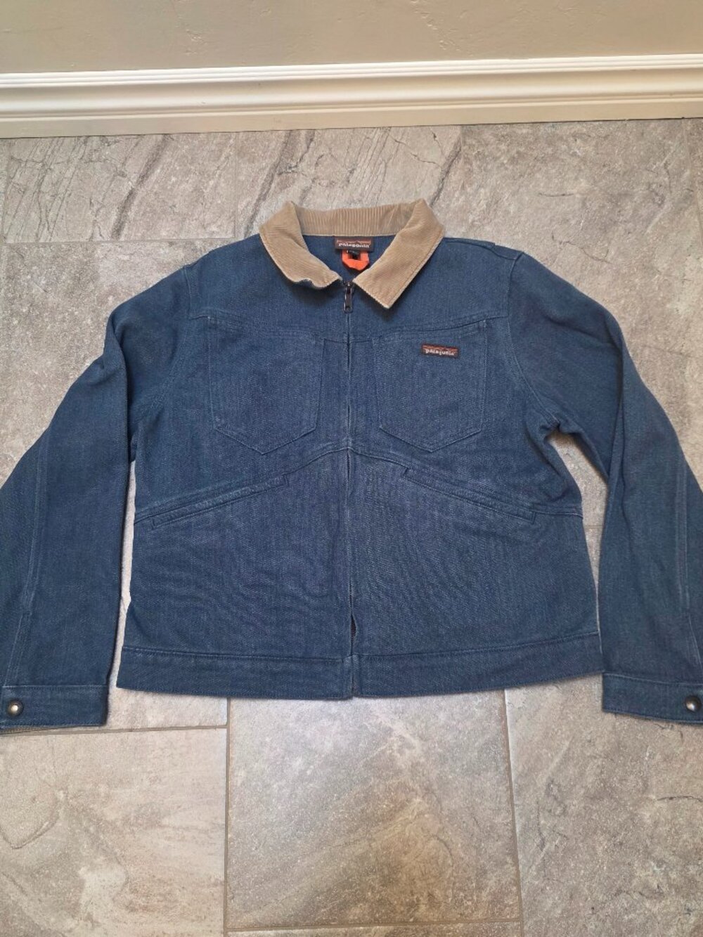 Vintage Patagonia Blue Zipper Denim Jean Jacket Women’s Size Large